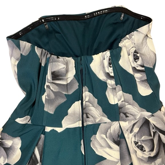 Speechless Women's High Low Gown Dress Green White Floral Strapless Sz 13 Formal - Picture 9 of 11